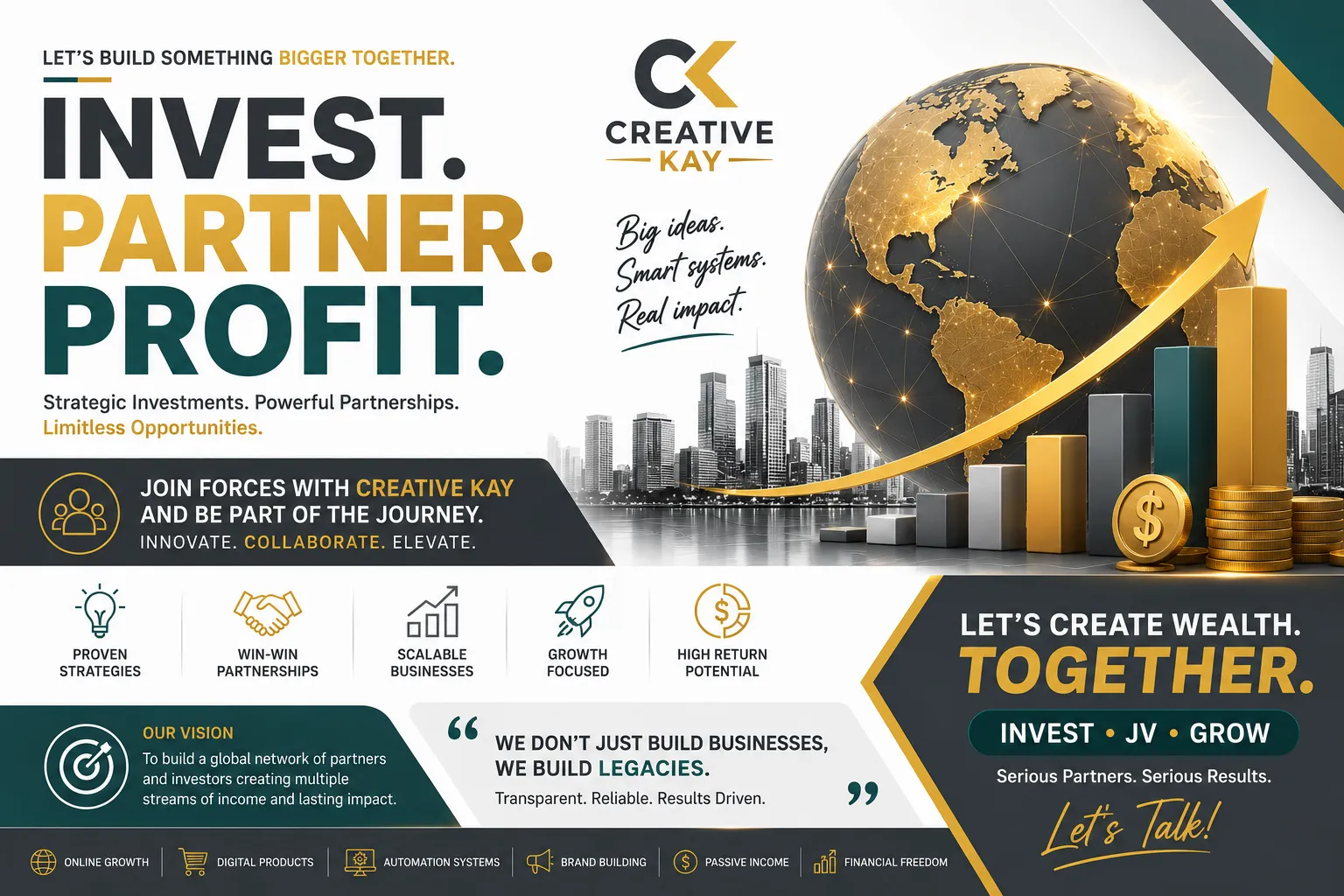 Invest in Joint online business ventures with the one and only Creative Kay